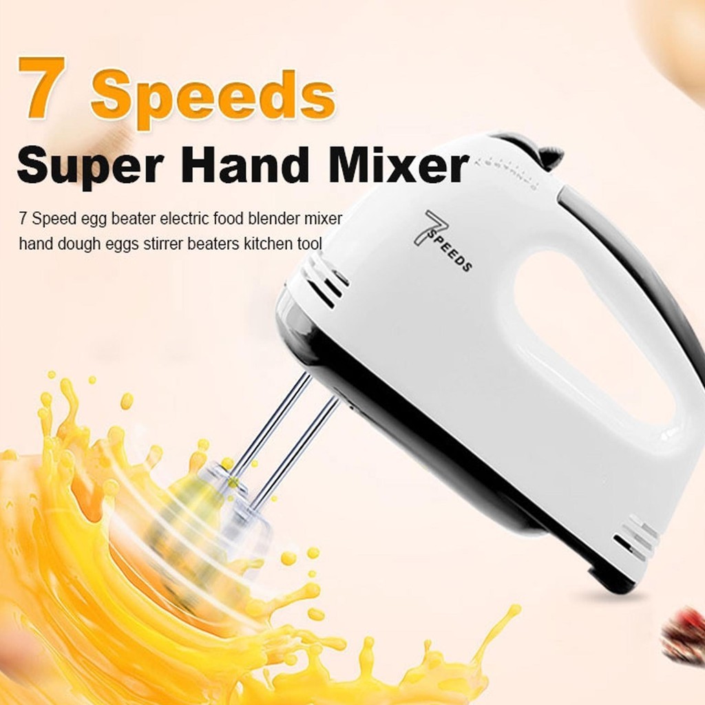 Electric Hand Mixer 7 Speed Stainless Steel Bowl Egg Cake Dough Blender Tools 